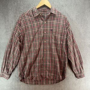 Vintage Polo Jeans‎ Co Ralph Lauren Red Green Plaid Shirt Button Up Mens Large
